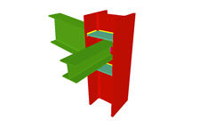 Unione saldata di pilastro con trave incastrata, e con una trave ortogonale incernierata (pilastro passante)