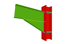 Unione saldata di pilastro con trave incastrata con fazzoletto d'angolo (pilastro passante)