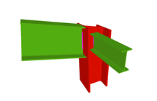 Unión soldada de pilar con dintel articulado, y con una viga ortogonal articulada (en extremo de pilar)