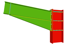 Unión atornillada de pilar con dintel con cartela inferior empotrado mediante chapa frontal (en extremo de pilar)