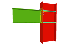 Unión atornillada de pilar con dintel empotrado mediante chapa frontal (pilar pasante)