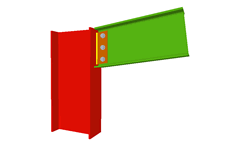 Unione bullonata di pilastro con due travi incastrate con trave incernierata mediante lamiera laterale (all'estremo del pilastro)