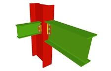 Unione bullonata di pilastro con trave incernierata mediante lamiera laterale e con una trave ortogonale incernierata mediante lamiera laterale (pilastro passante)