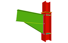 Unione saldata di pilastro con trave incastrata con fazzoletto d'angolo (in corrispondenza della transizione dei pilastri)