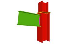 Unión soldada de pilar con dintel articulado (en transición de pilares)