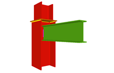 Unión soldada de pilar con una viga articulada al alma del pilar (en transición de pilares)