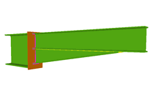 Giunzione di elementi in prolungamento rettilineo con profilato differente con fazzoletto d'angolo