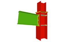 Unione bullonata di pilastro con trave incastrata mediante lamiera frontale (in corrispondenza della transizione dei pilastri) 