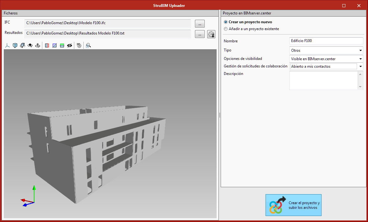 StruBIM Uploader. Compatible structural models